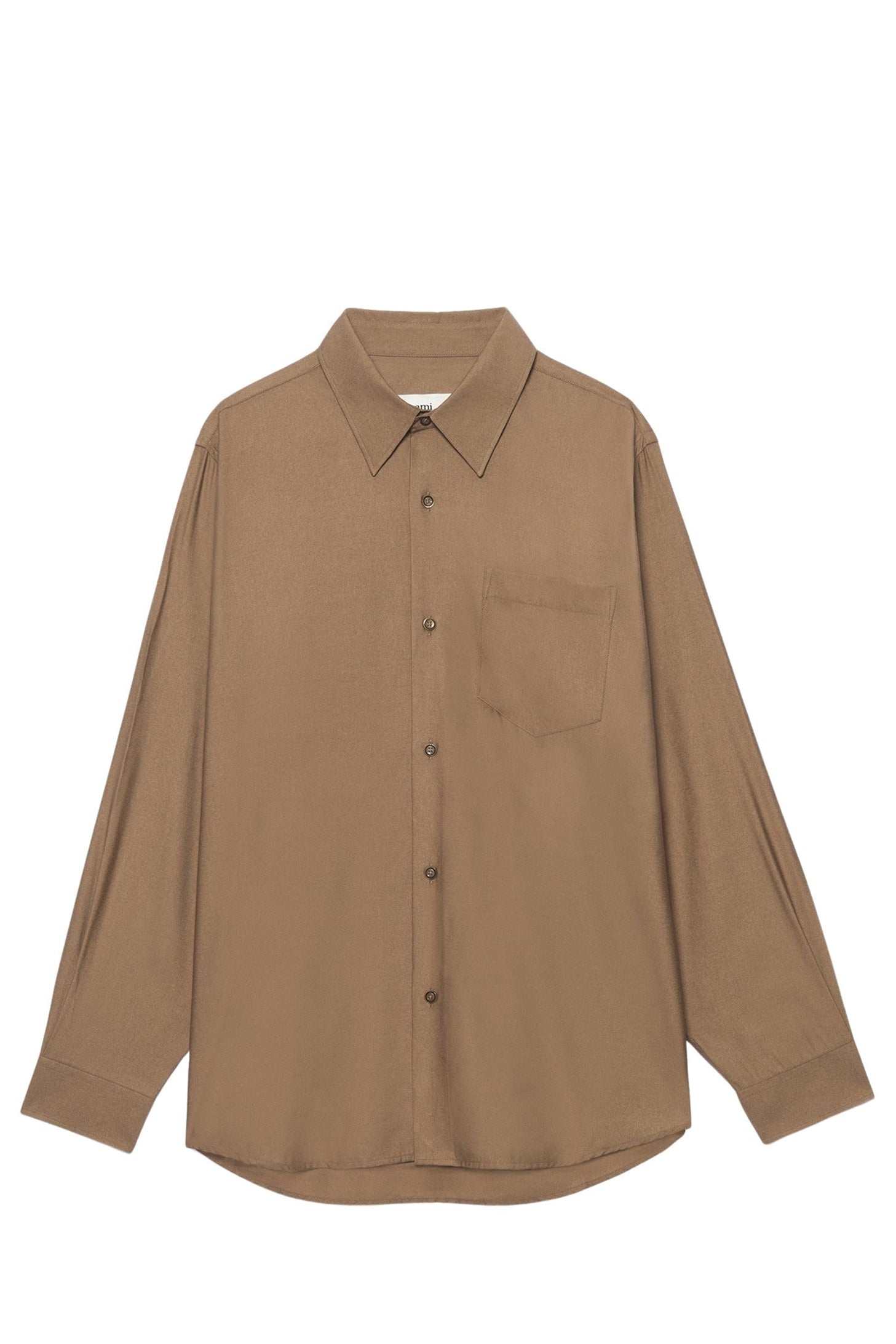Chemise à poche en satin - Taupe