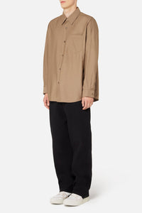 Chemise à poche en satin - Taupe
