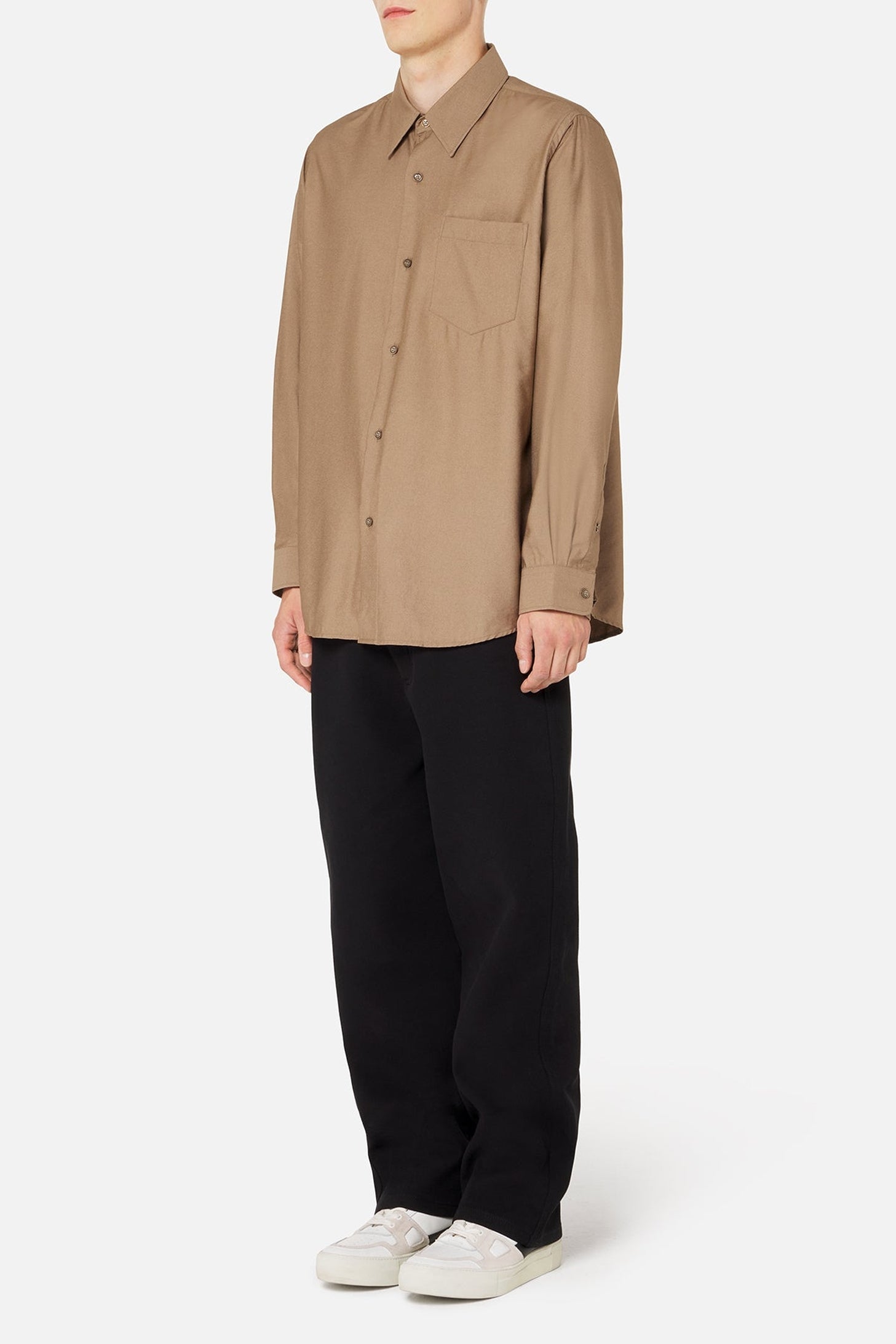 Chemise à poche en satin - Taupe