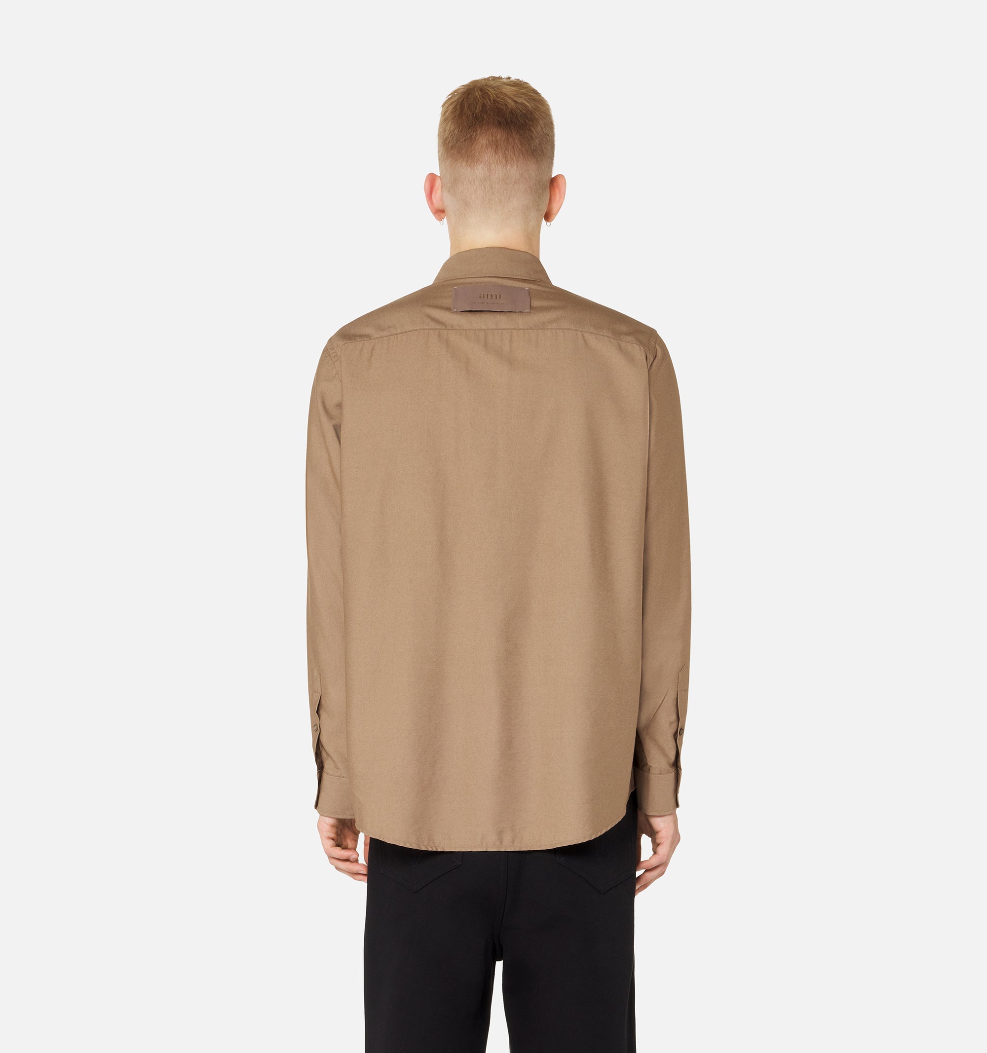 Chemise à poche en satin - Taupe