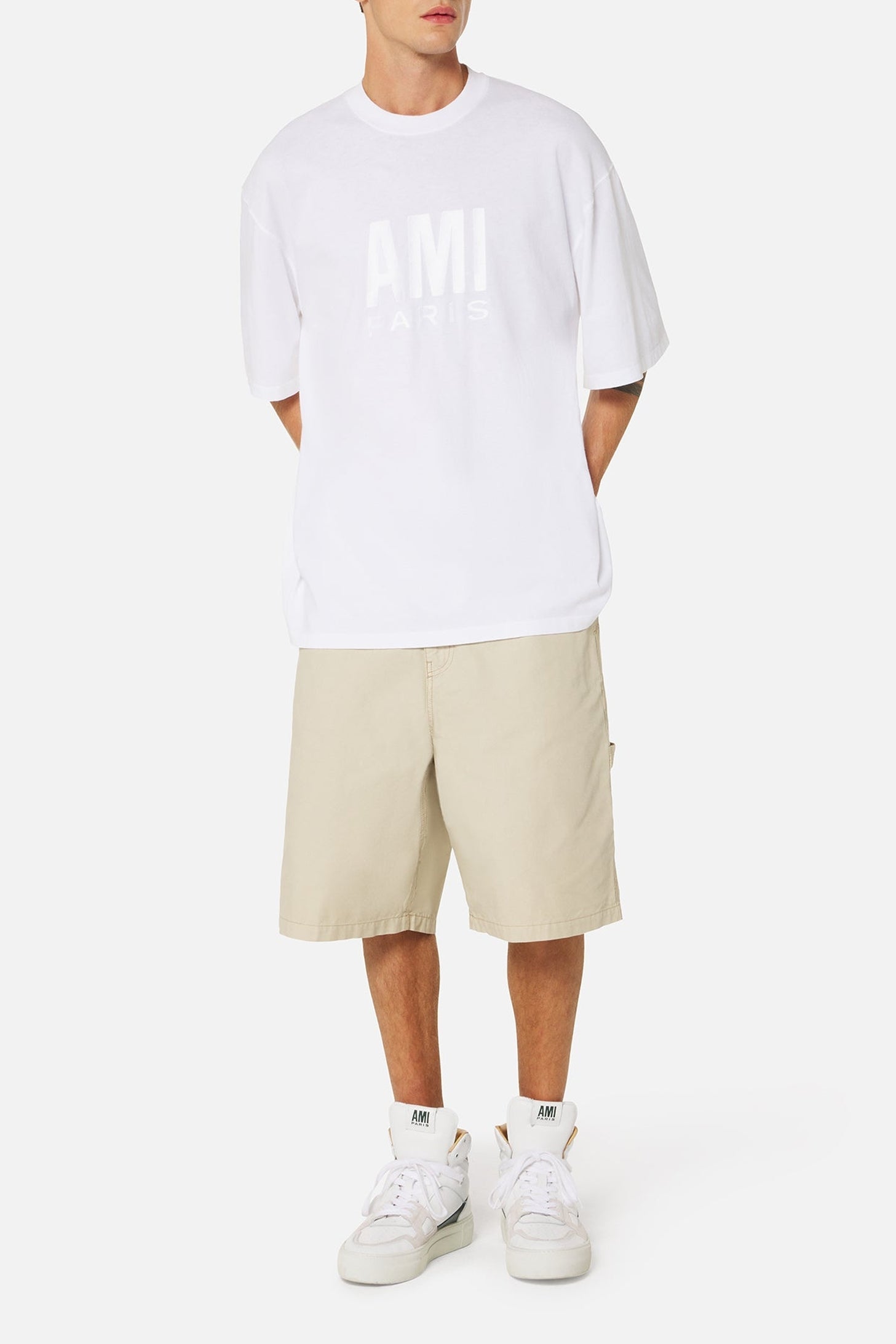 Bermuda à poches en denim - Beige