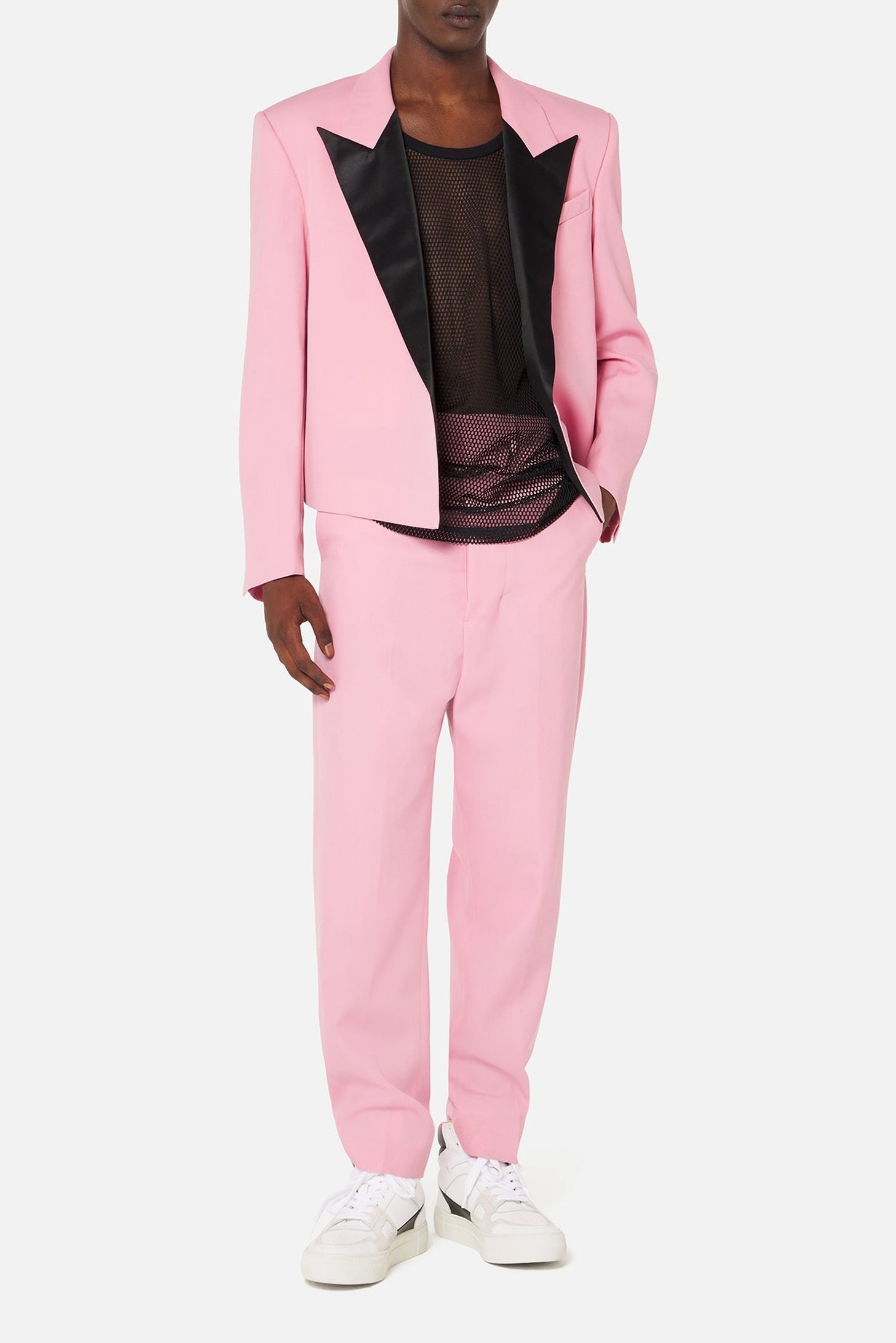 Pantalon droit en laine - Pale Pink