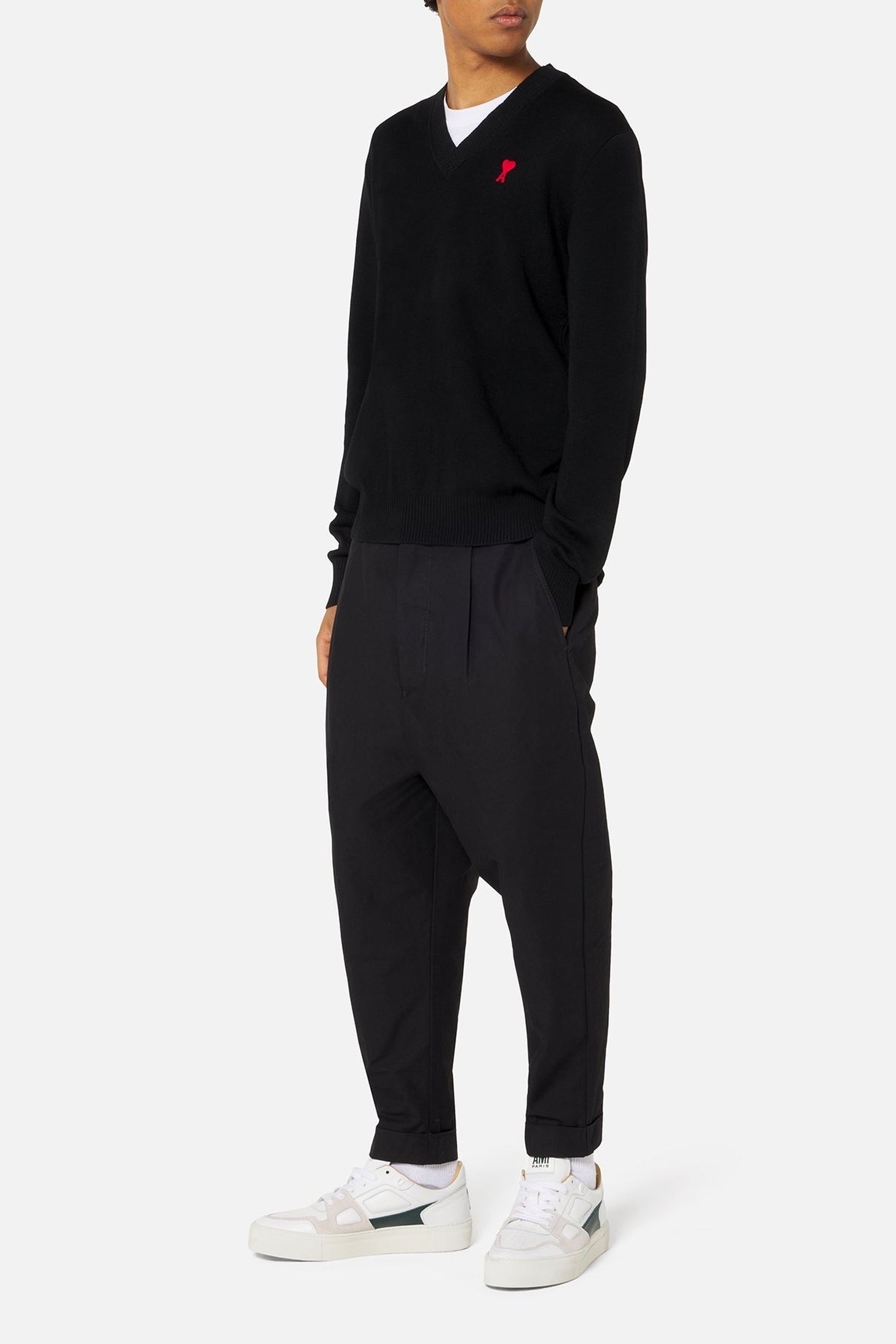 Oversized cropped trousers - Black