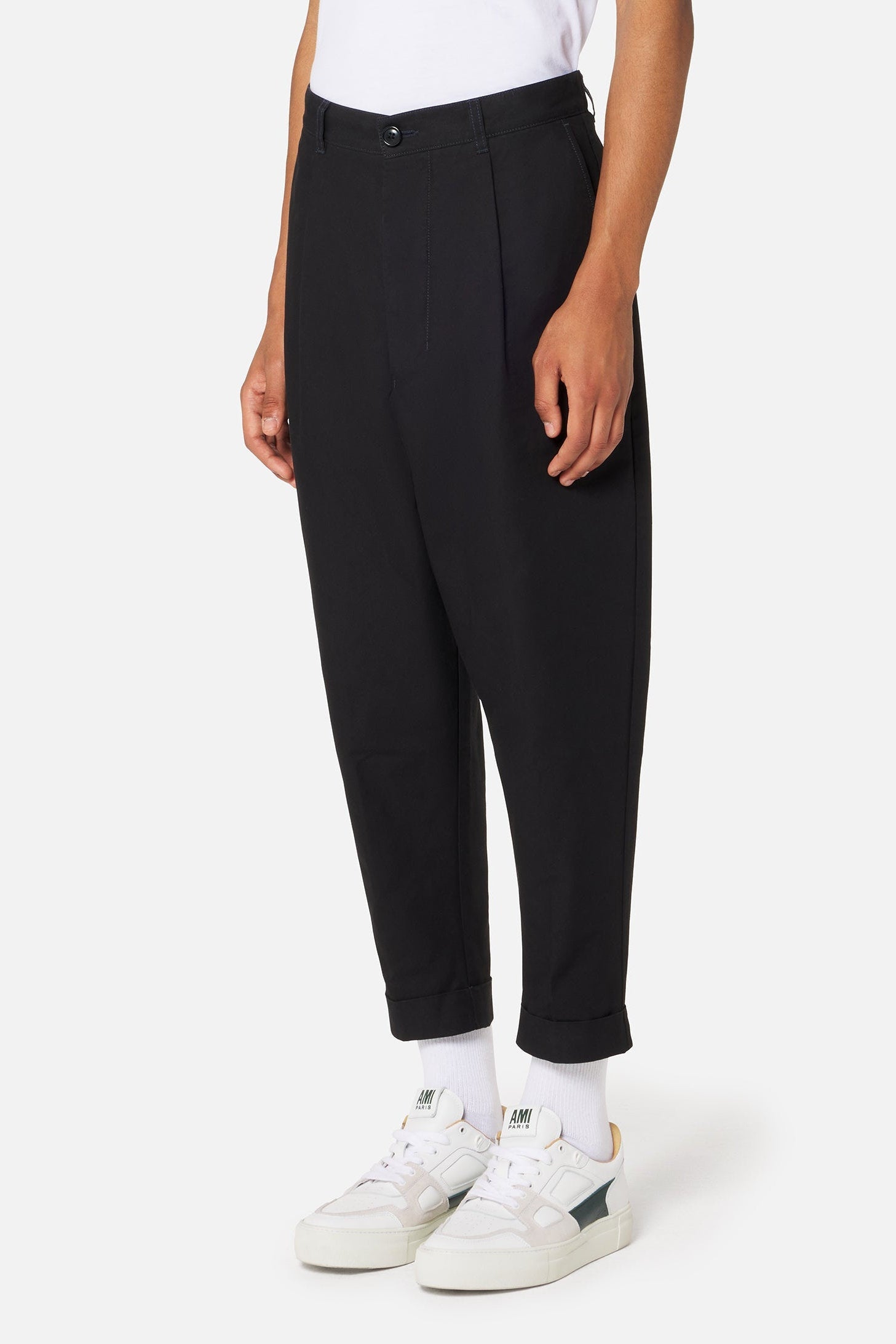 Oversized cropped trousers - Black