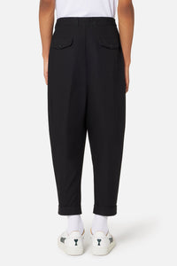 Oversized cropped trousers - Black