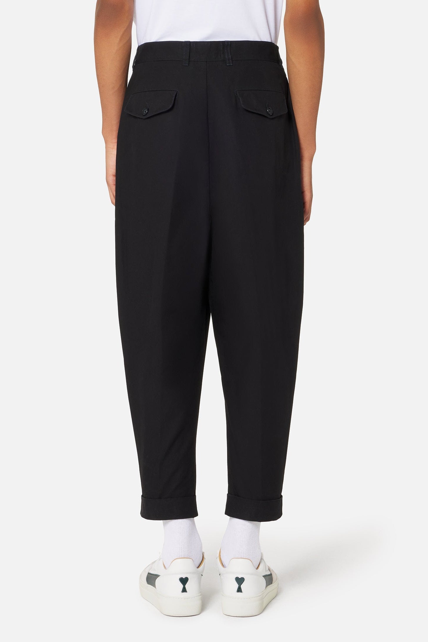 Oversized cropped trousers - Black