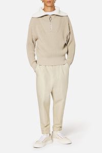 Pantalon coupe carotte oversize - Beige