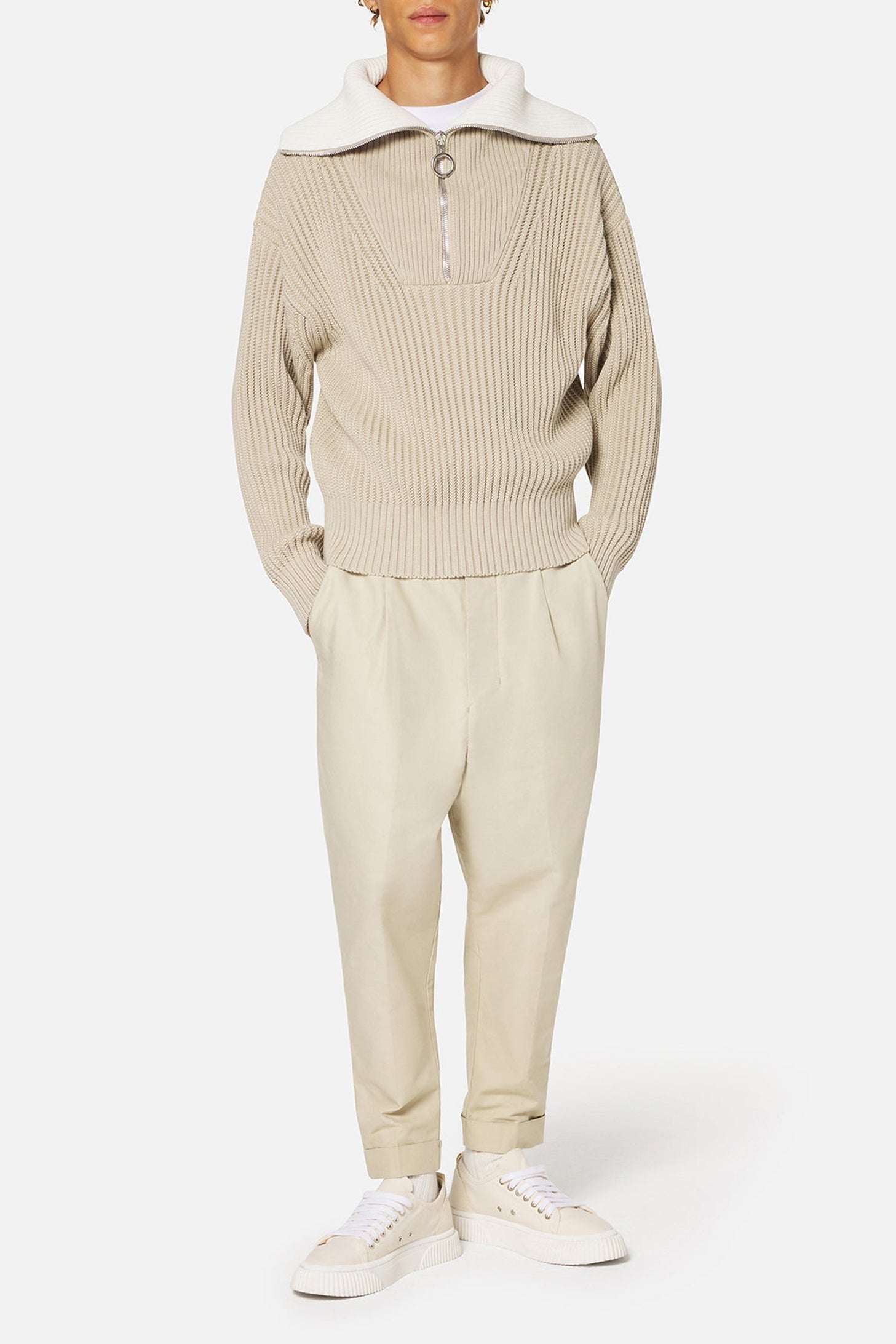 Pantalon coupe carotte oversize - Beige