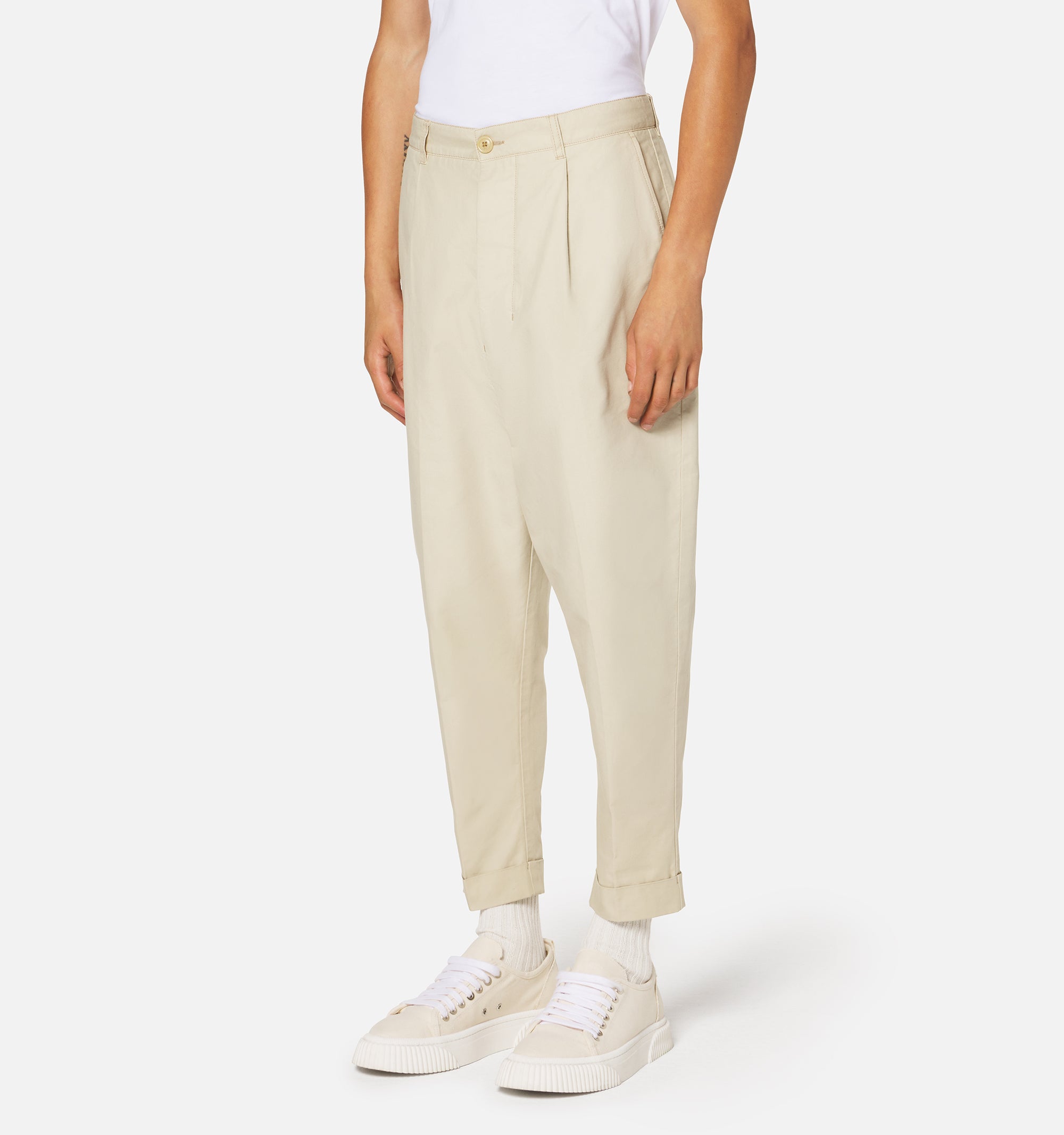Pantalon coupe carotte oversize - Beige