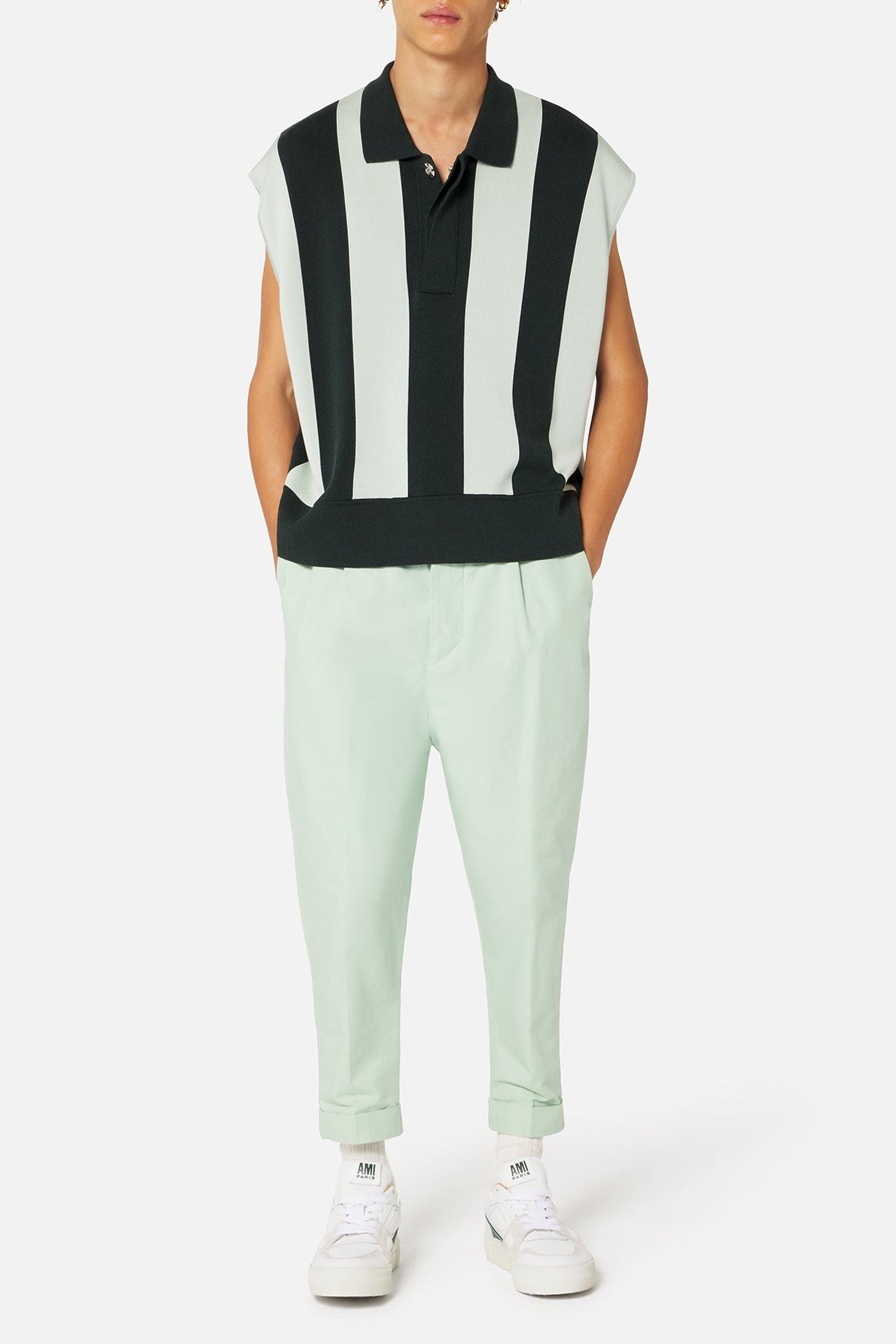 Pantalon coupe carotte oversize - Aqua