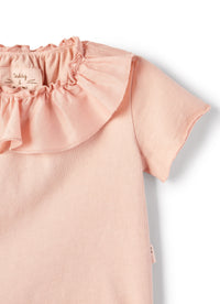 T-shirt in jersey rosa con ruche