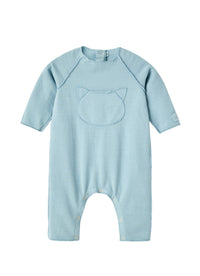 Tutina in felpa azzurra con gatto