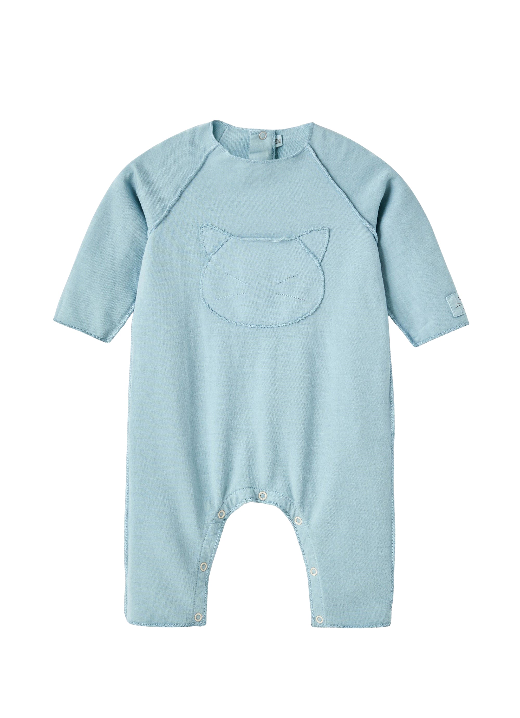 Tutina in felpa azzurra con gatto