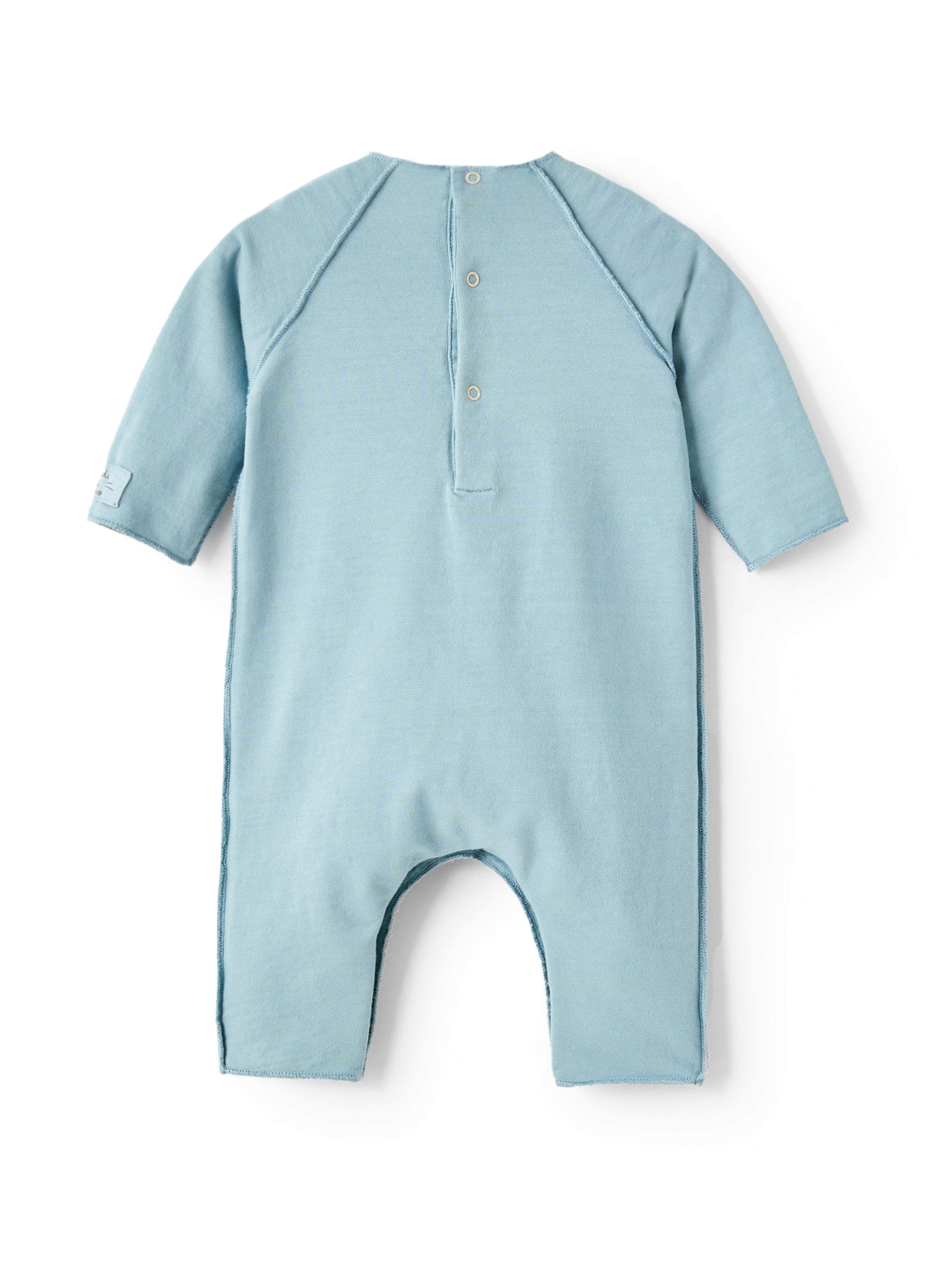 Tutina in felpa azzurra con gatto