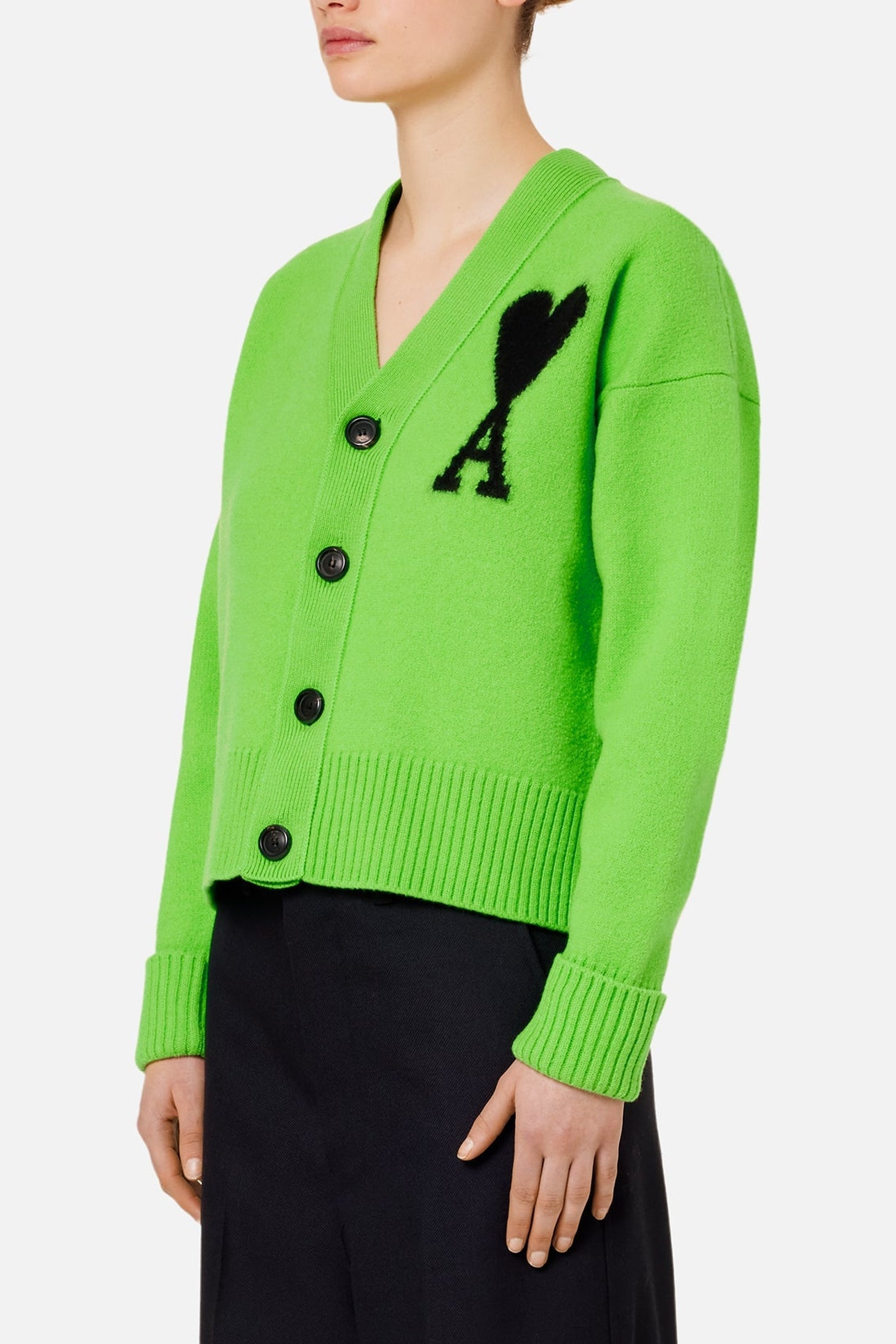 Cardigan Iconique ADC en laine - Neon Green & Black