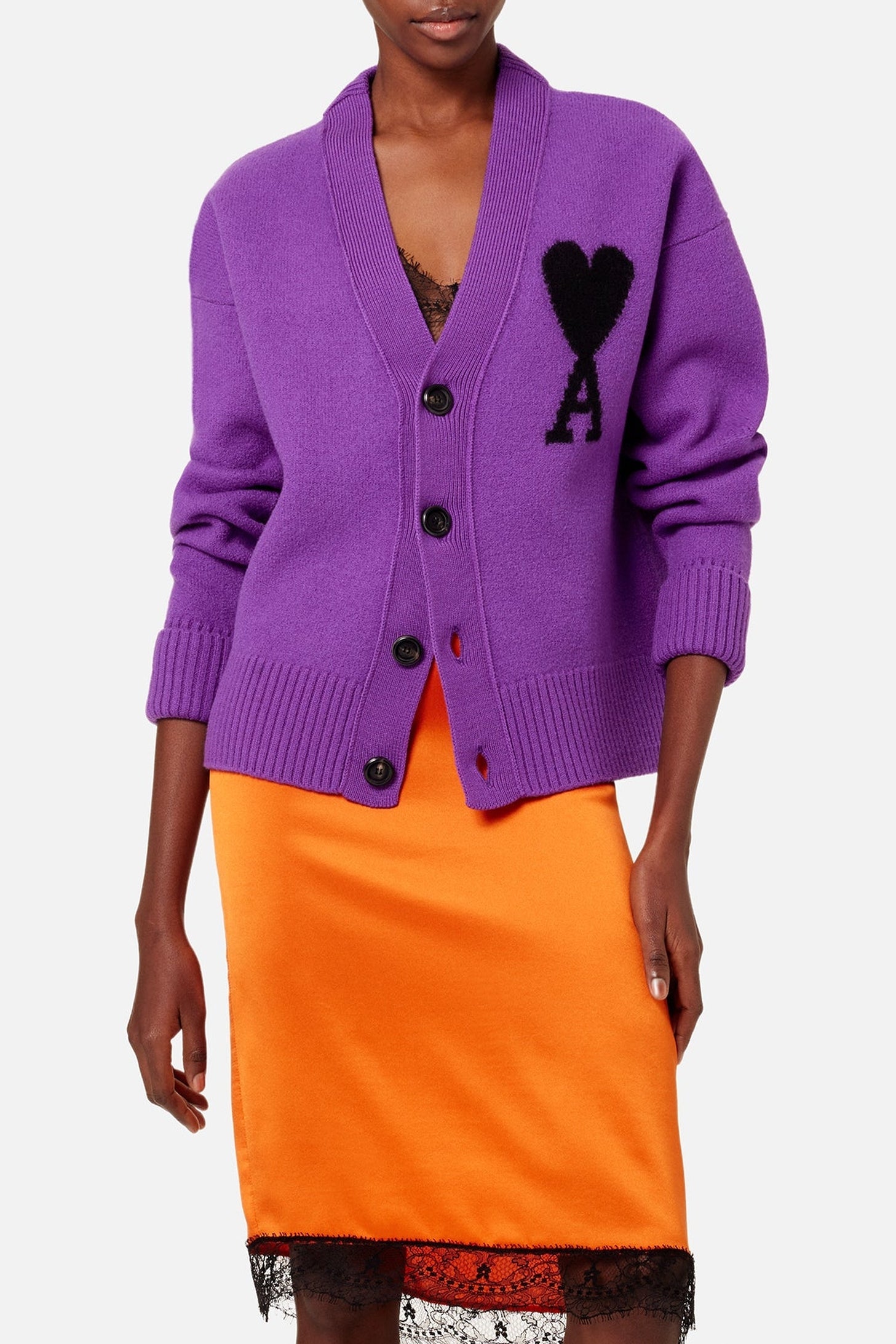 Iconic ADC Wool Cardigan - Purple & Black