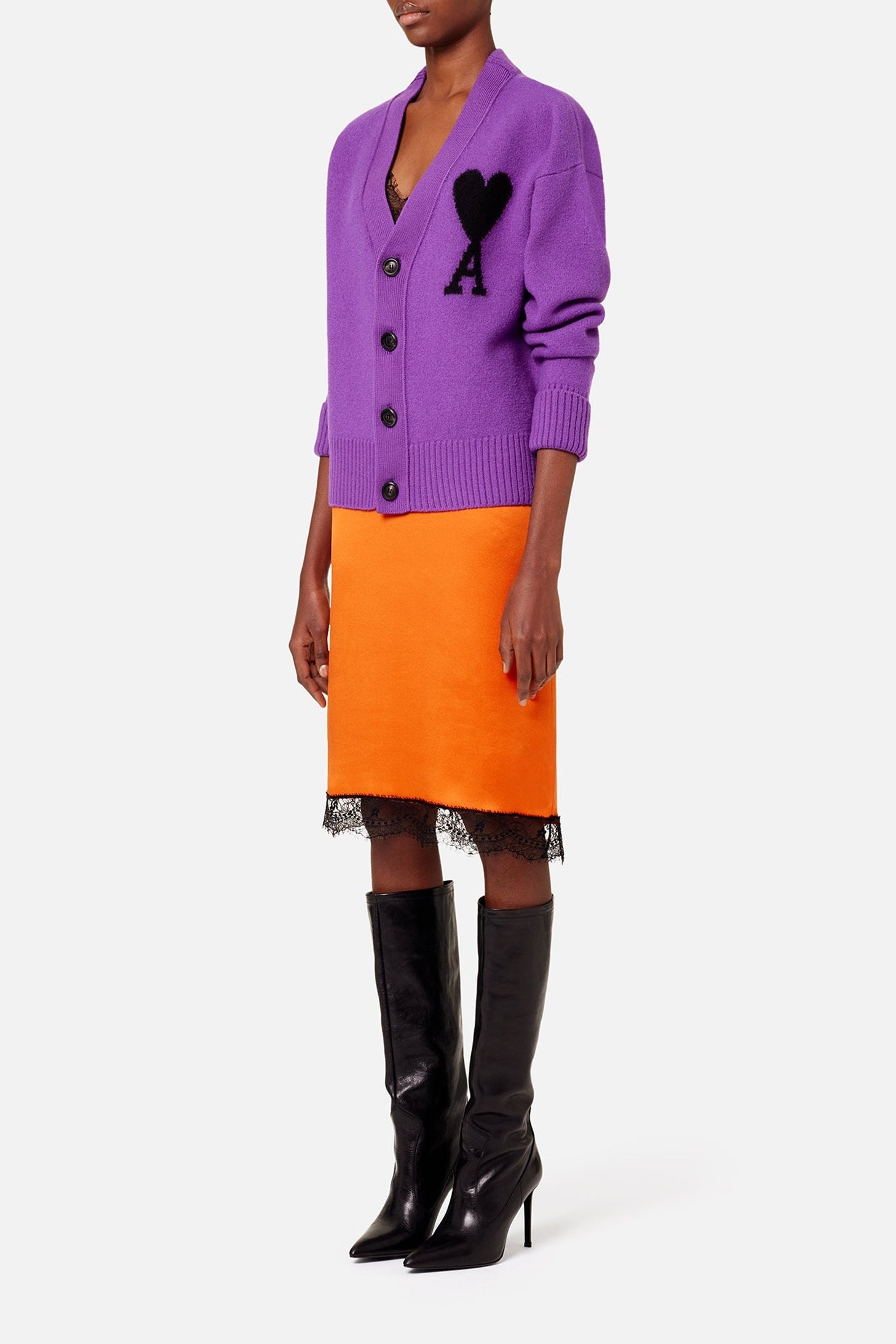 Cardigan Iconique ADC en laine - Purple & Black