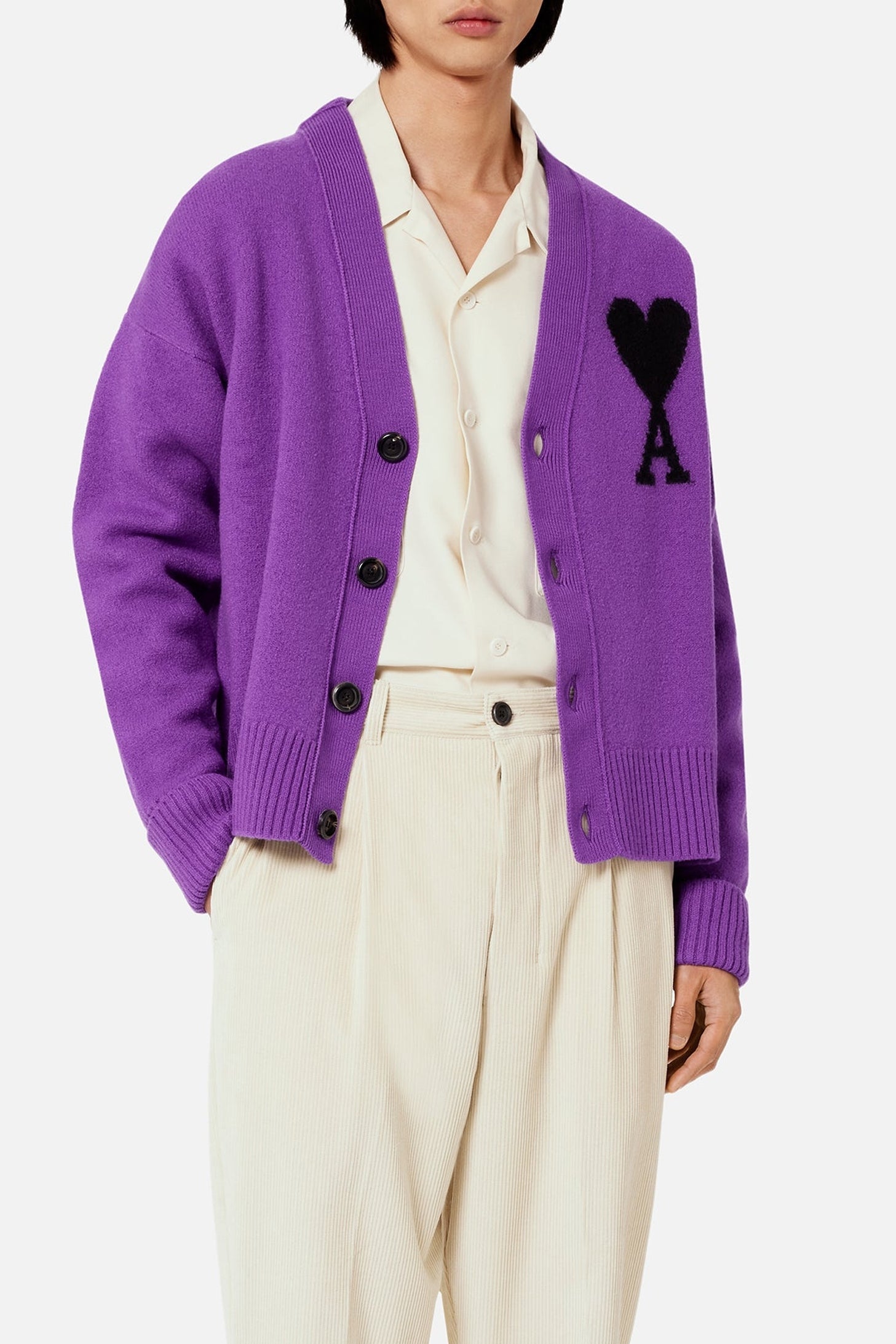 Iconic ADC Wool Cardigan - Purple & Black