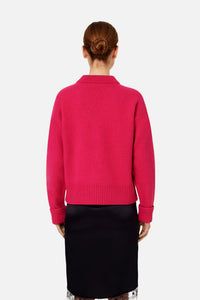 Iconic ADC Wool Cardigan - Neon Fuchsia & Black