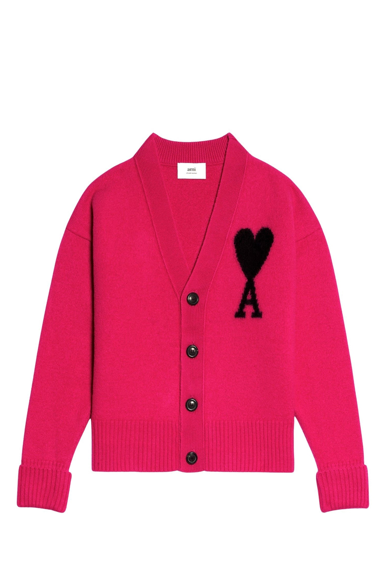 Iconic ADC Wool Cardigan - Neon Fuchsia & Black