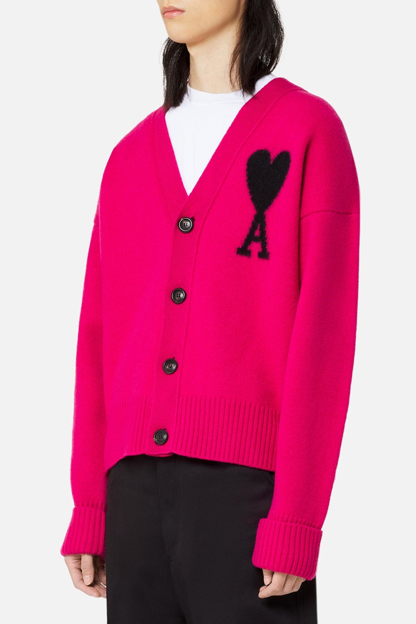 Cardigan Iconique ADC en laine - Neon Fuchsia & Black