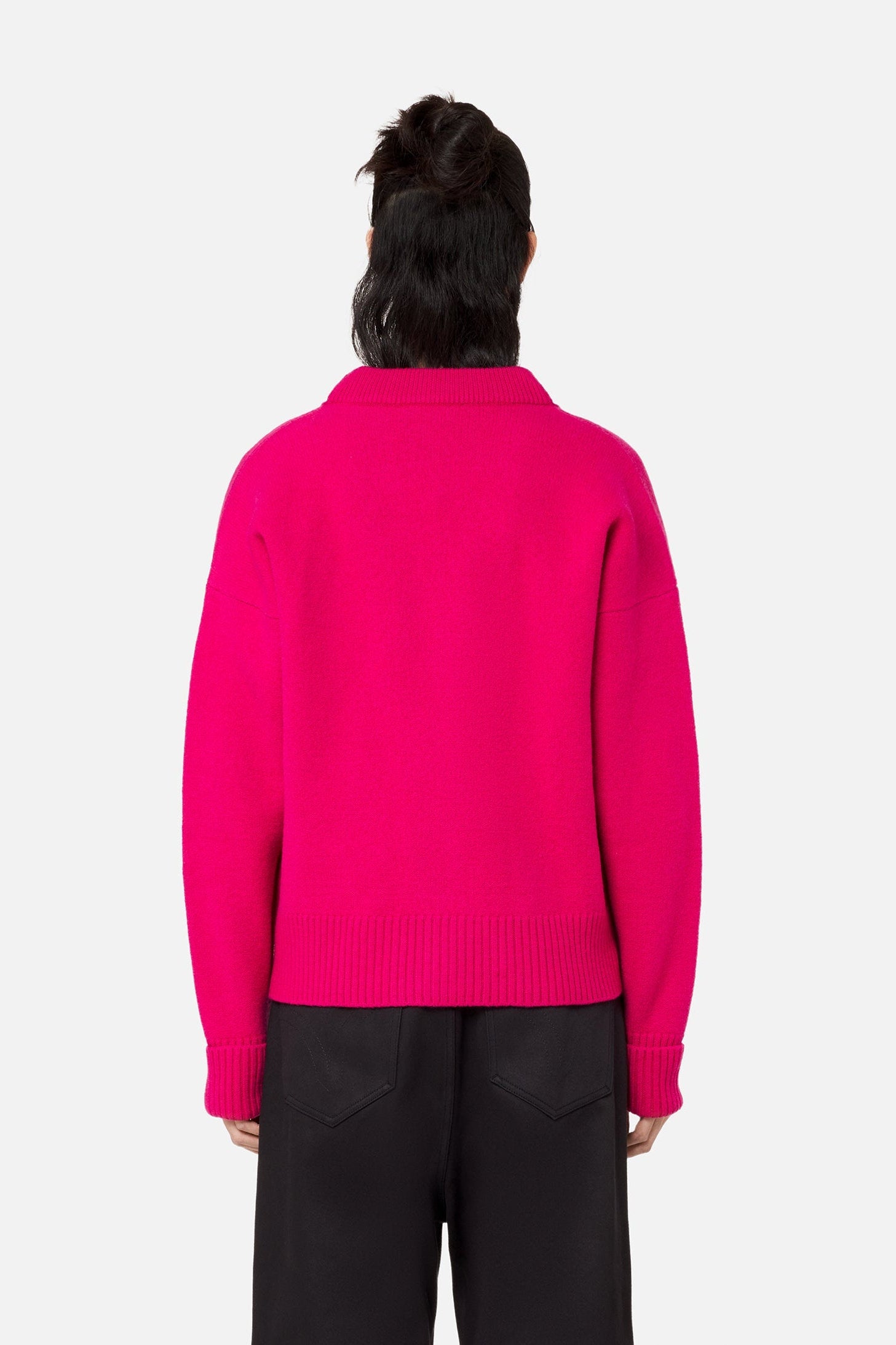 Iconic ADC Wool Cardigan - Neon Fuchsia & Black