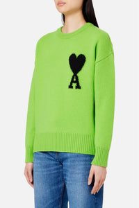 Iconic ADC round-neck wool jumper - Neon Green & Black