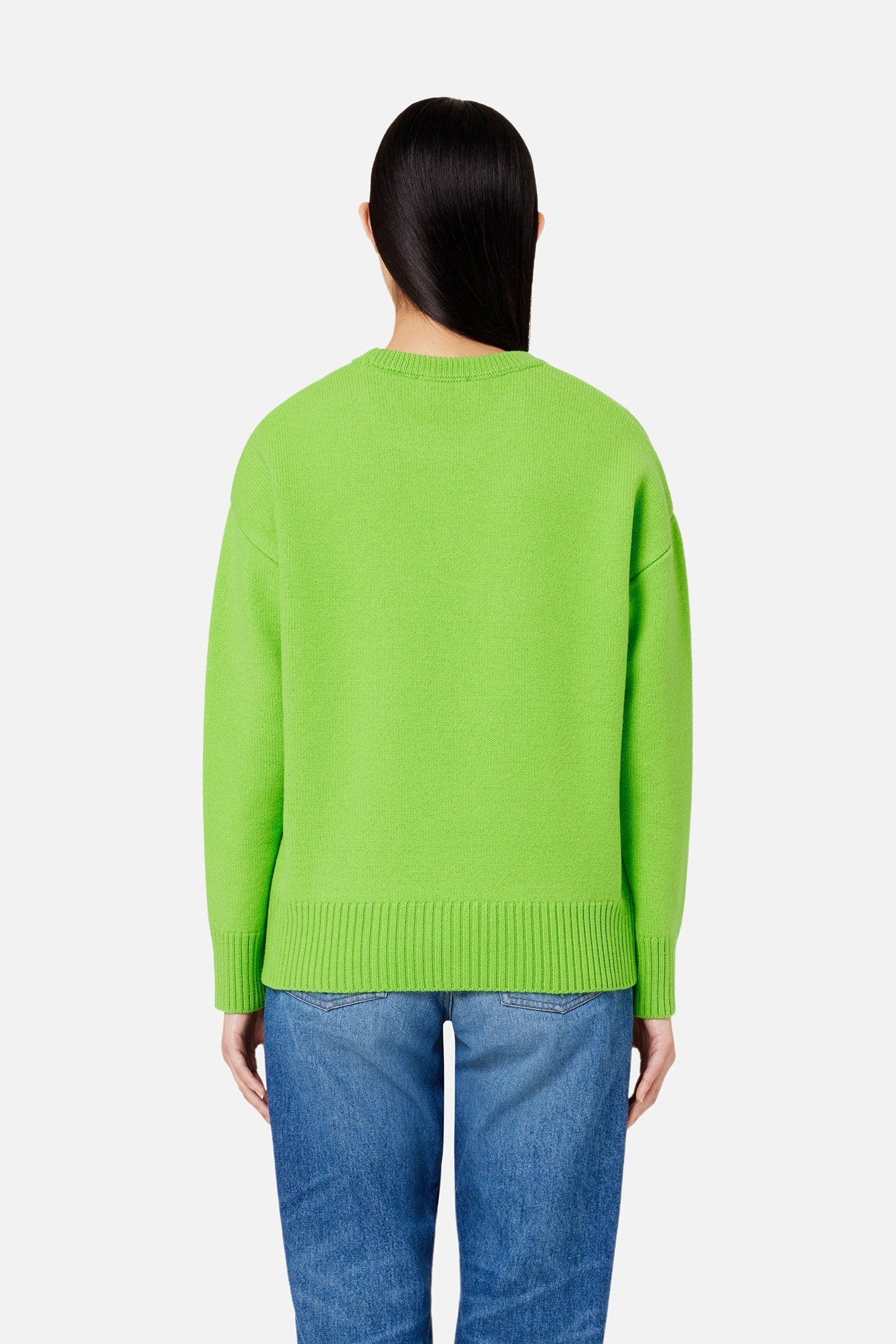 Iconic ADC round-neck wool jumper - Neon Green & Black