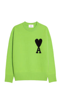 Iconic ADC round-neck wool jumper - Neon Green & Black