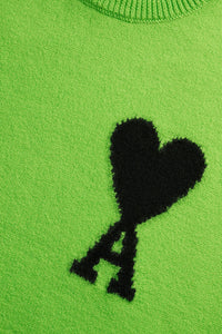 Iconic ADC round-neck wool jumper - Neon Green & Black