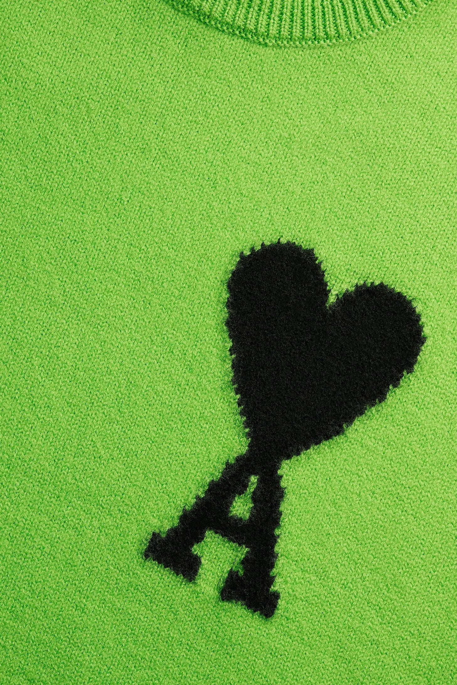 Iconic ADC round-neck wool jumper - Neon Green & Black