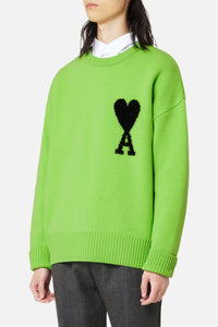 Iconic ADC round-neck wool jumper - Neon Green & Black