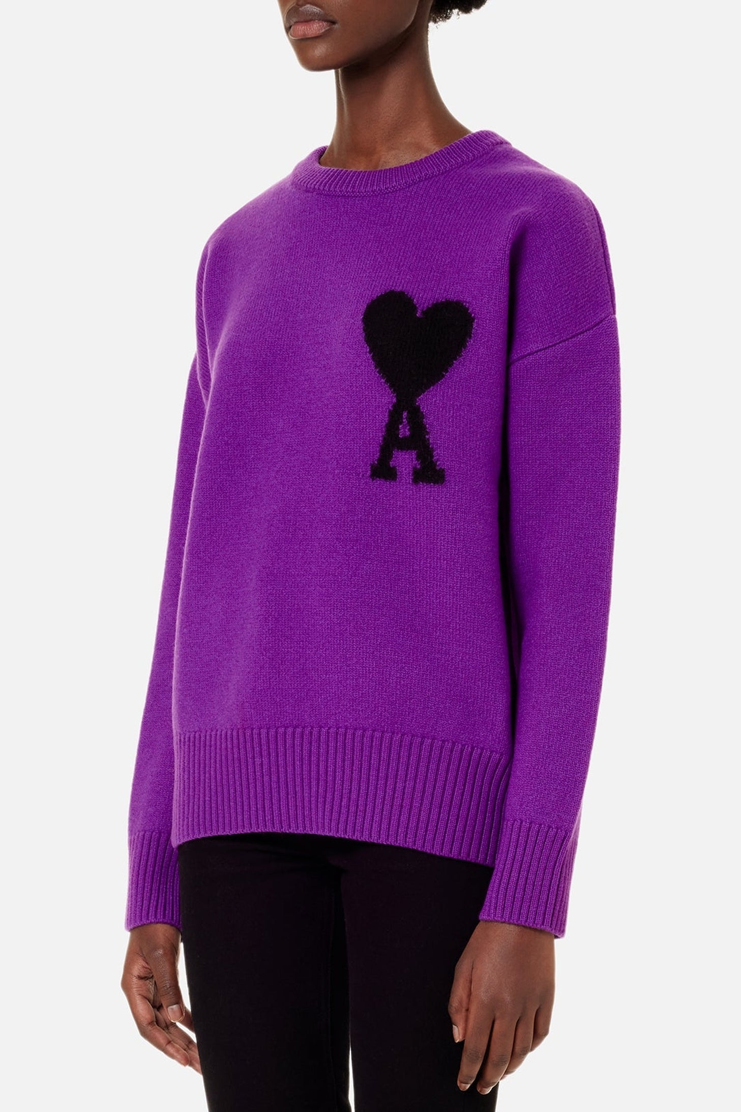 Iconic ADC round-neck wool jumper - Purple & Black