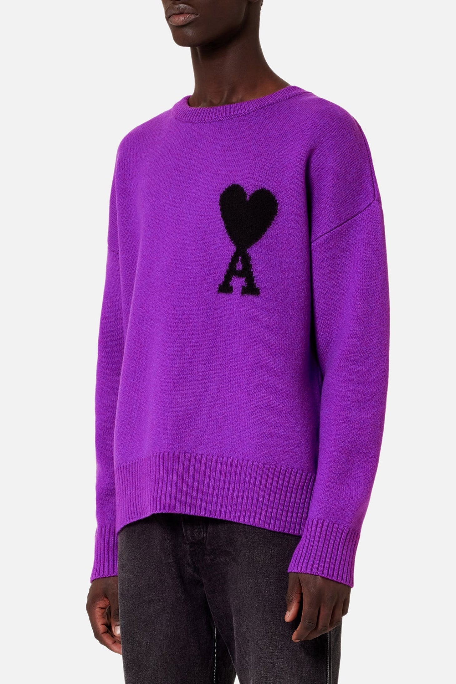 Iconic ADC round-neck wool jumper - Purple & Black