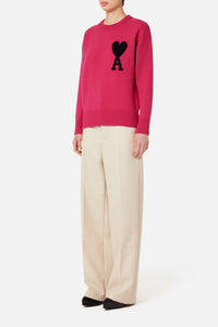 Pull Iconique ADC à col rond en laine - Neon Fuchsia & Black