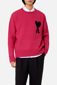 Pull Iconique ADC à col rond en laine - Neon Fuchsia & Black