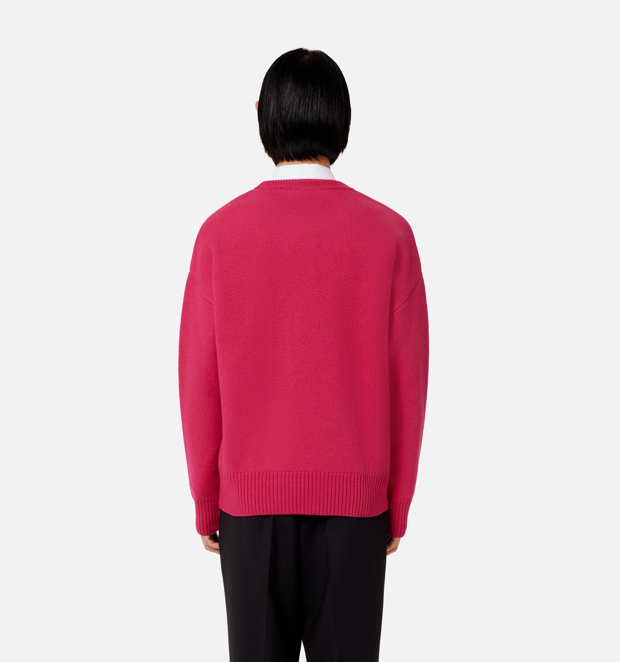 Pull Iconique ADC à col rond en laine - Neon Fuchsia & Black