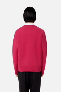 Pull Iconique ADC à col rond en laine - Neon Fuchsia & Black