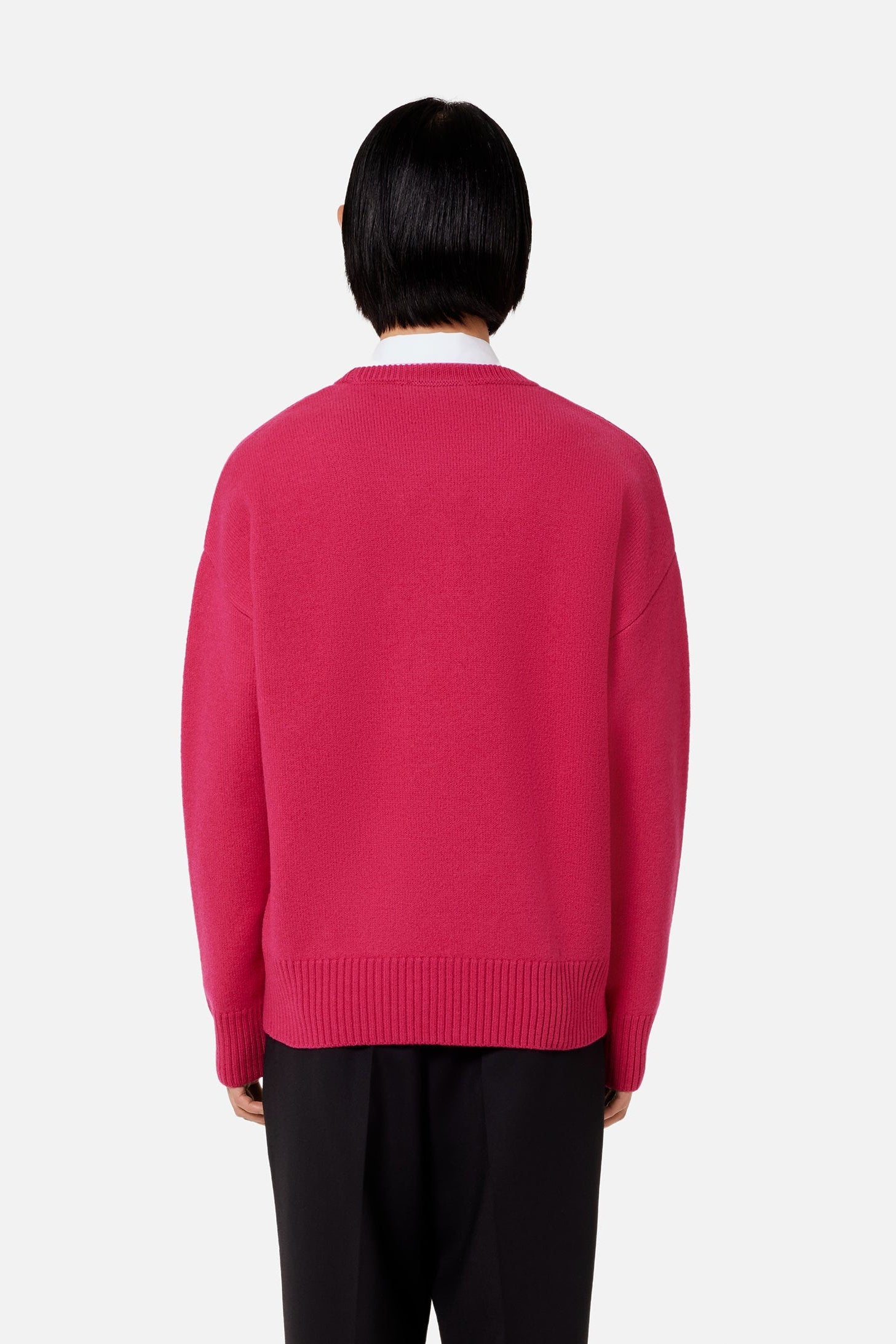 Pull Iconique ADC à col rond en laine - Neon Fuchsia & Black