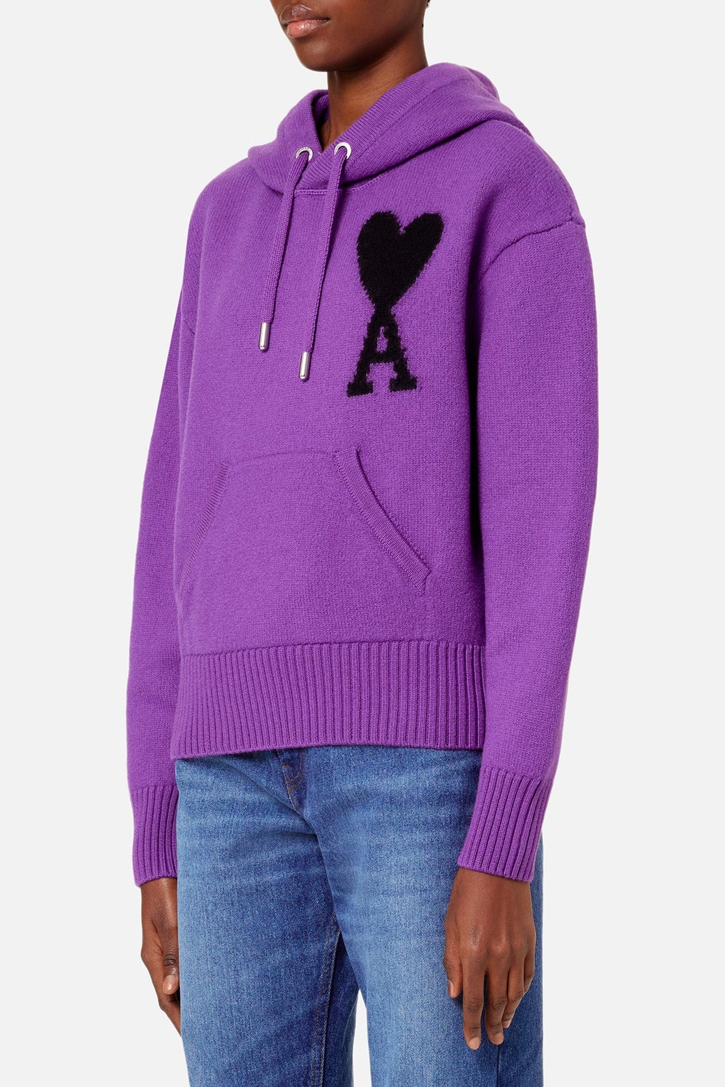 Sweat à capuche Iconique ADC en laine - Purple & Black