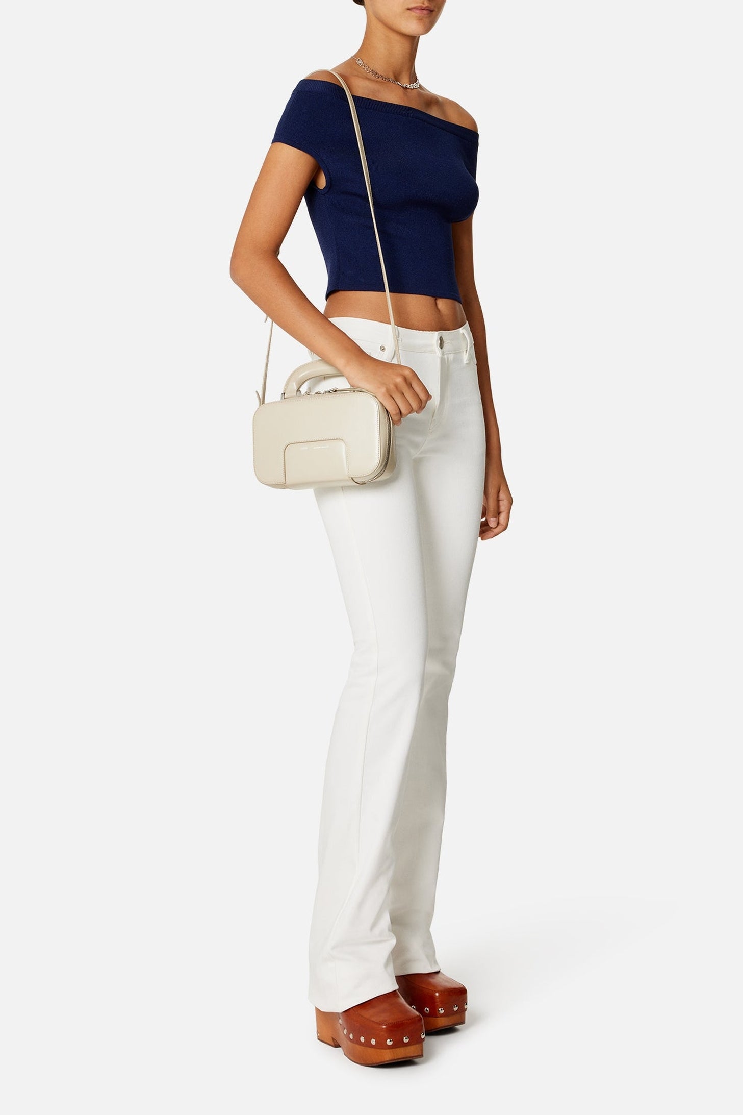 Sac à bandoulière Case en cuir - Vanilla