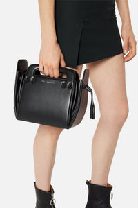 Petit sac à bandoulière Accordéon en cuir - Black