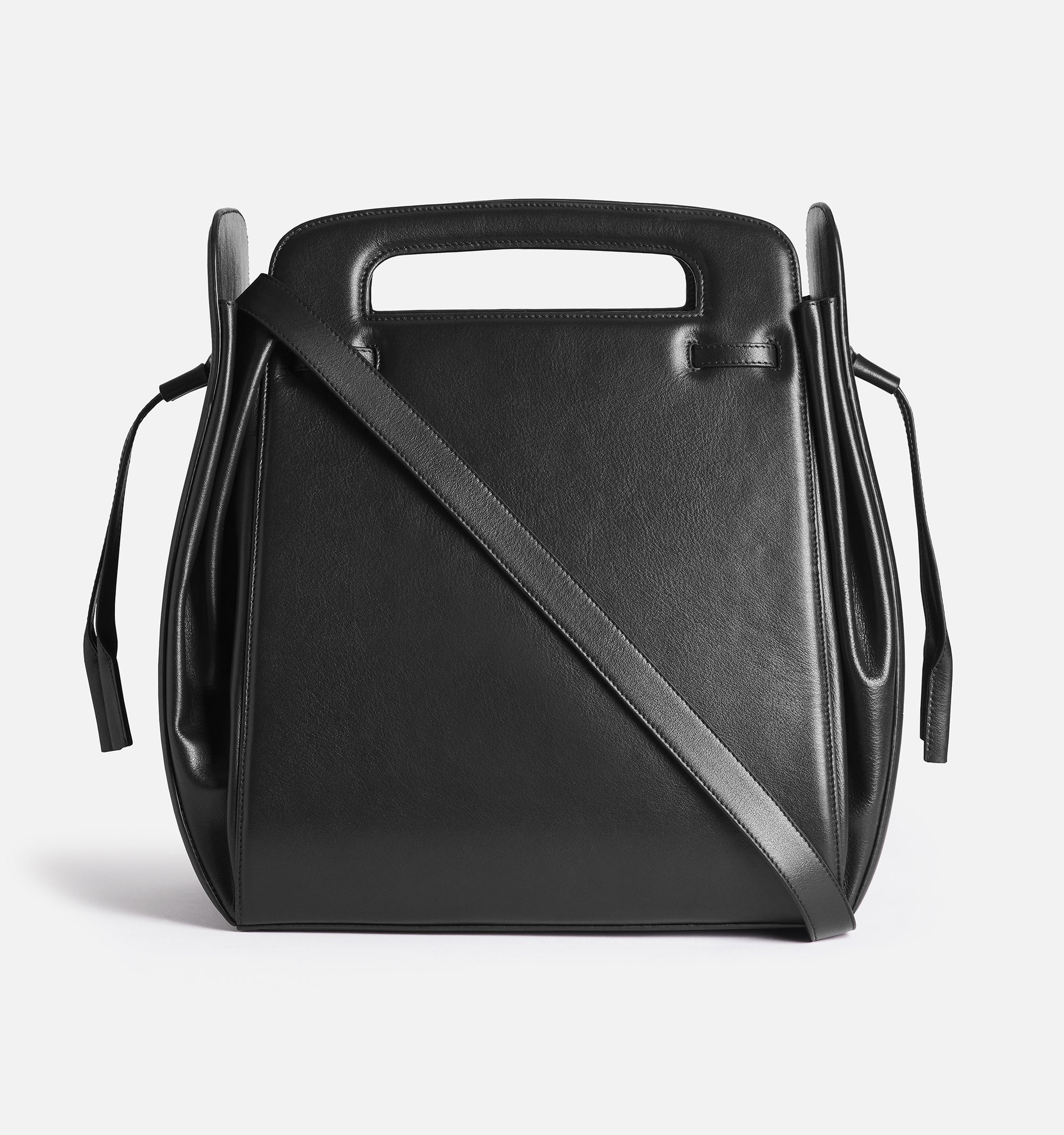 Grand sac à bandoulière Accordéon en cuir - Black
