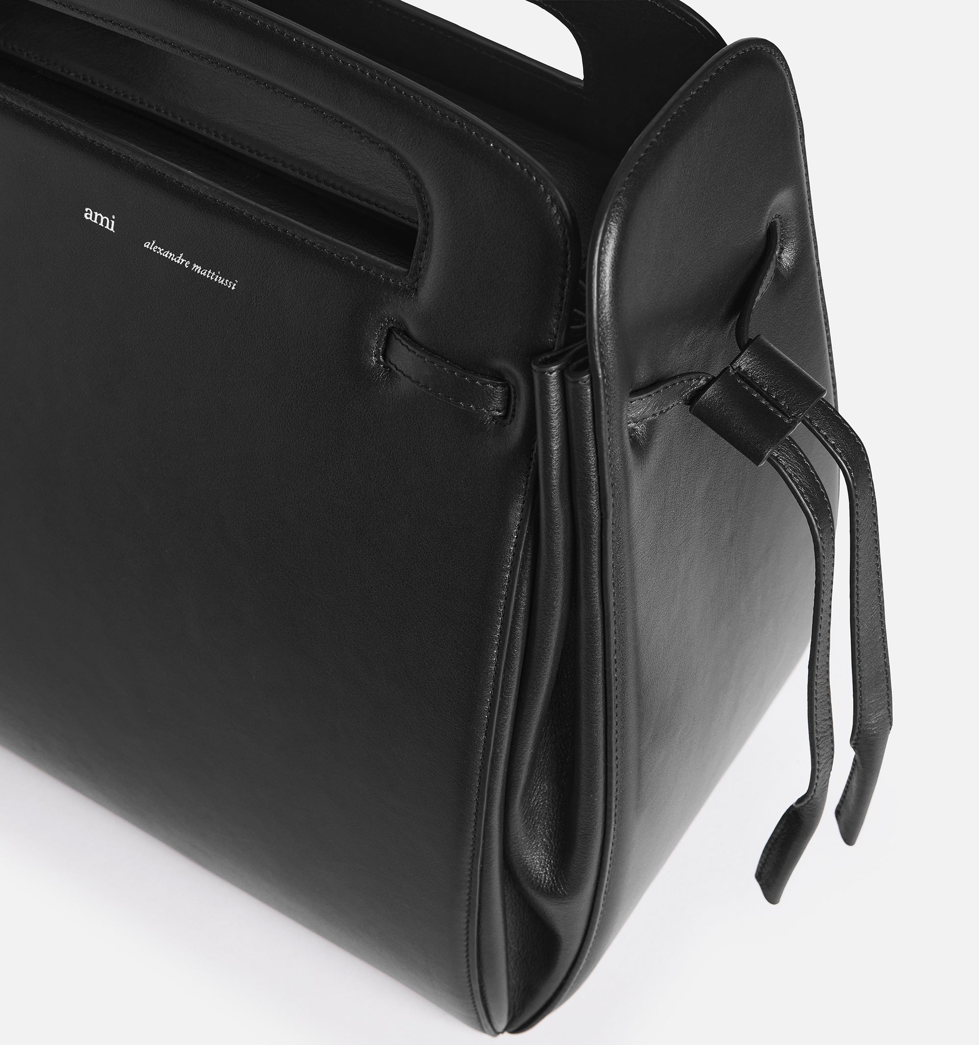 Grand sac à bandoulière Accordéon en cuir - Black