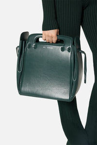 Grand sac à bandoulière Accordéon en cuir - Evergreen
