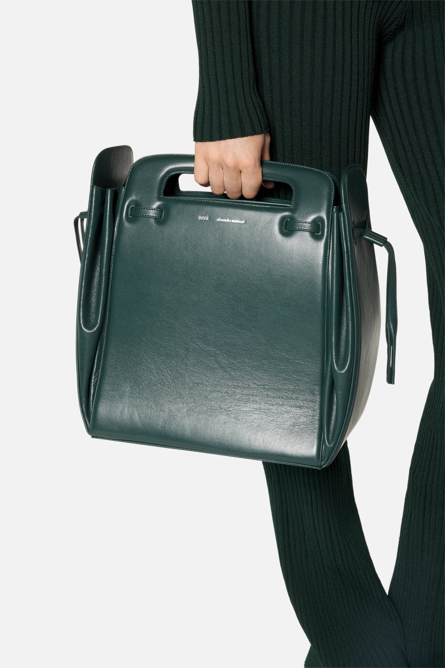 Grand sac à bandoulière Accordéon en cuir - Evergreen