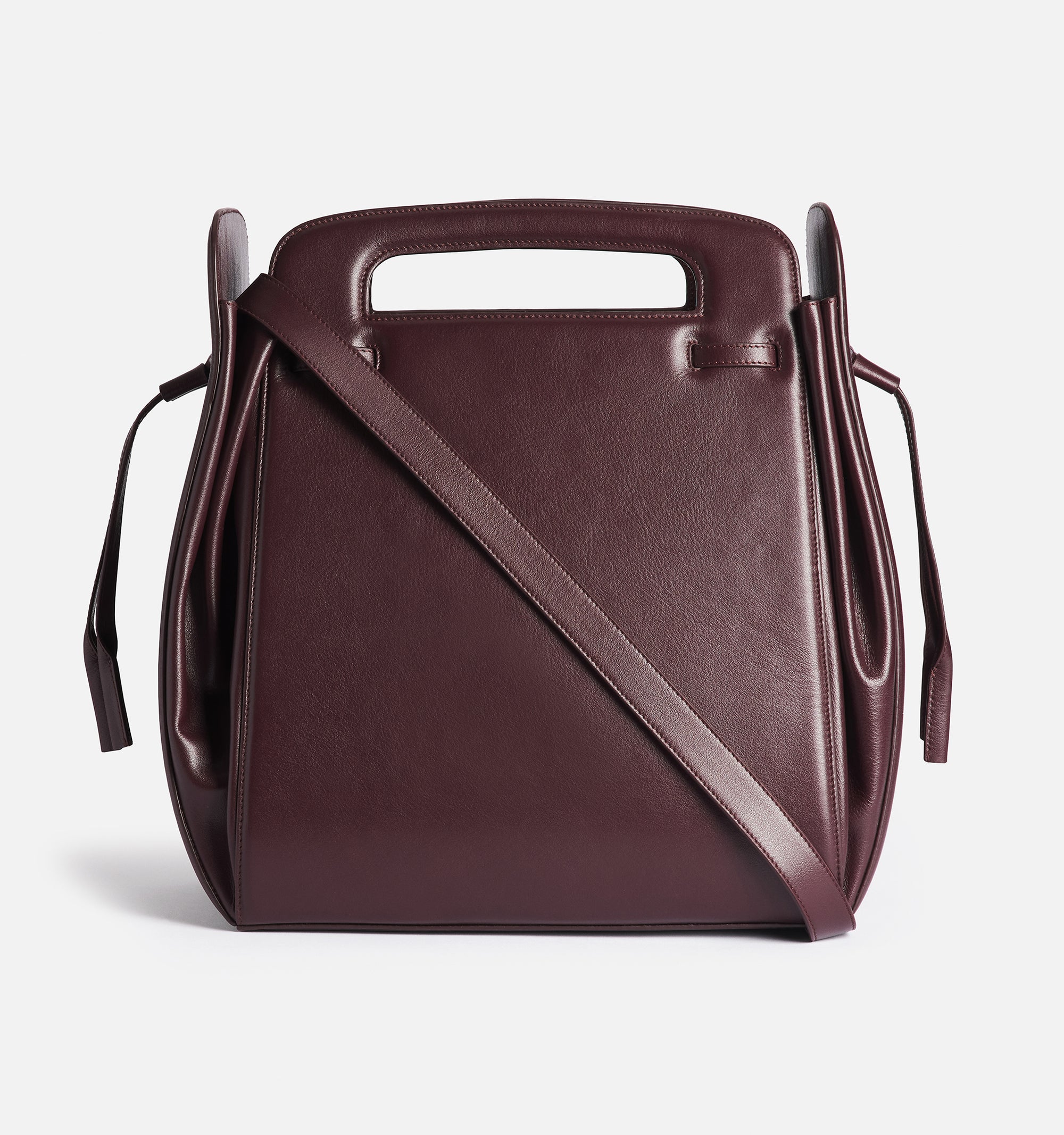 Grand sac à bandoulière Accordéon en cuir - Bordeaux