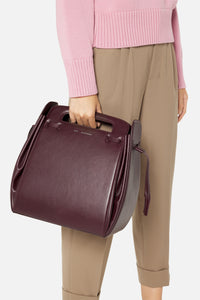 Grand sac à bandoulière Accordéon en cuir - Bordeaux