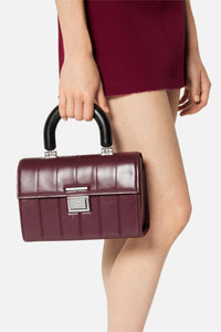 Grand sac à bandoulière Déjà-Vu en cuir - Bordeaux