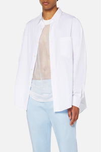 Chemise à poignets boutonnés en satin de coton - White